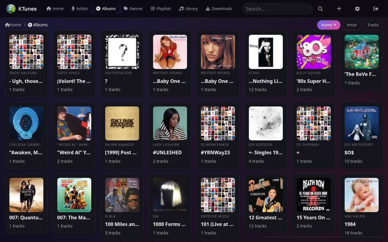 KTunes album grid