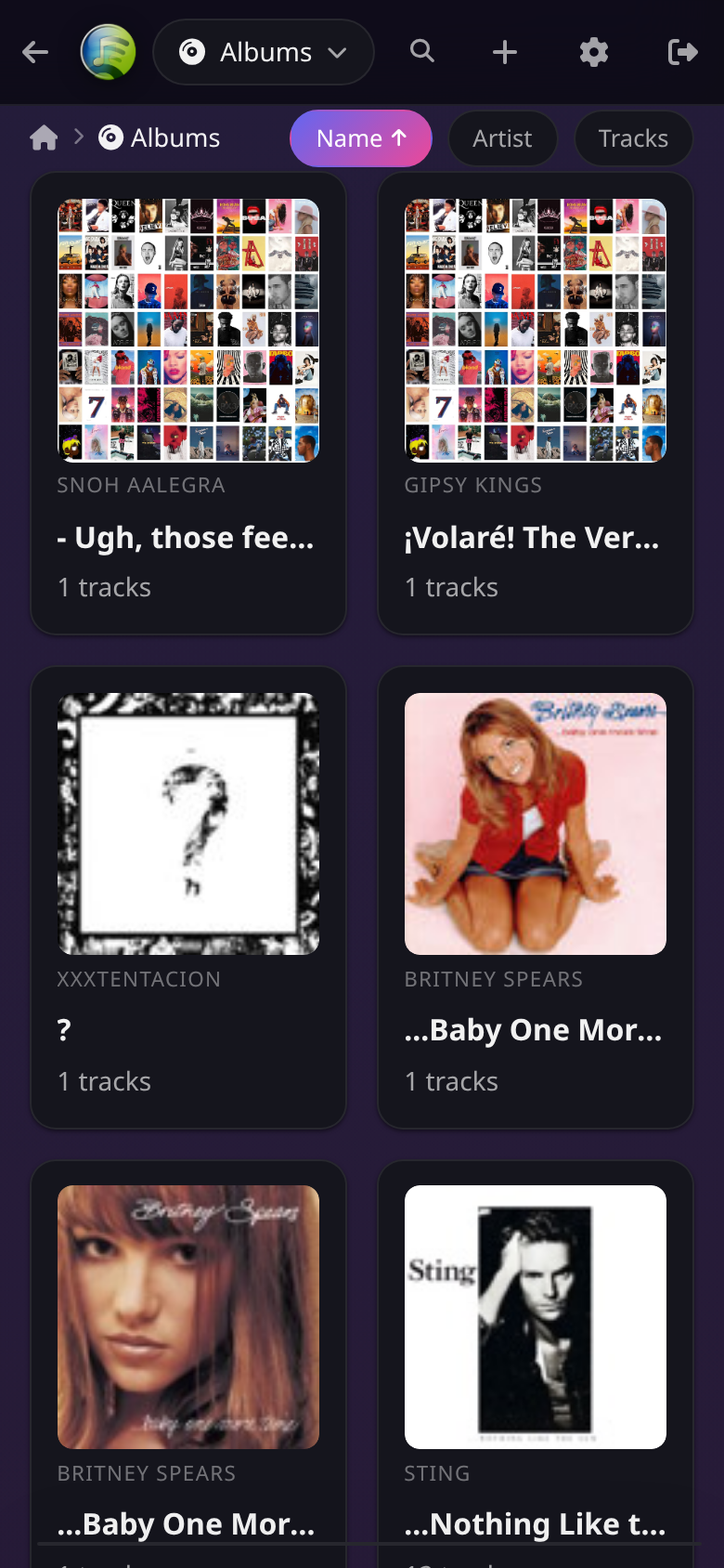 KTunes mobile album grid